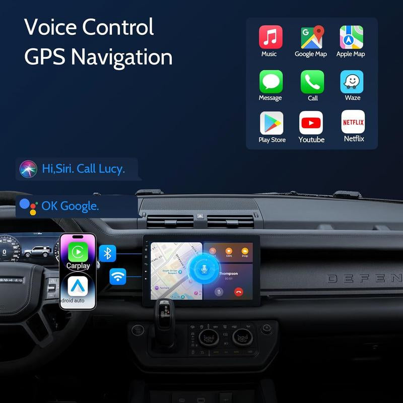 Haudio 10.1" Single Din Car Stereo with Rotatable Carplay Screen 1080P Rear Camera Wireless Carplay Android Auto Touch Screen Mirror Link Bluetooth Music Play AUX FM USB